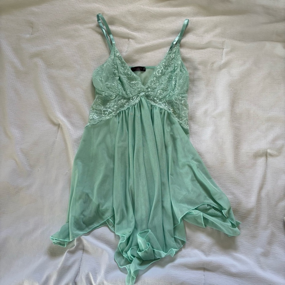medium teal slip with lace